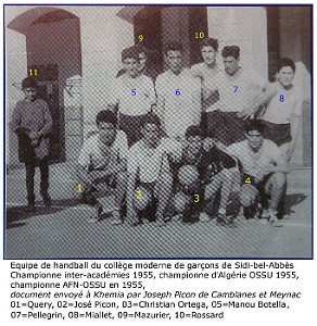 COLLEGE MODERNE LECLERC SIDI BEL ABBES SPORT HAND 1955